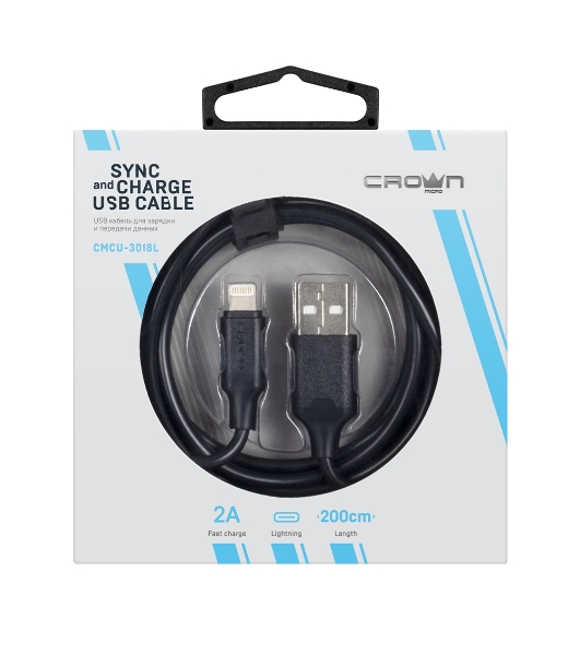 Кабель Crown USB - Lightning CMCU-3018L черный