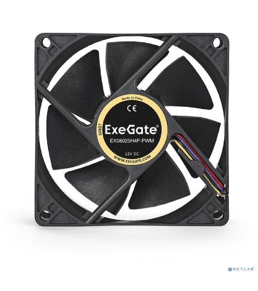 Вентилятор для корпуса ExeGate E08025H4P-PWM черный, 80 мм, 2300 об/мин, 23 дБ, 4 pin