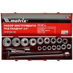 Набор головок Matrix квадрат 3/4'' головки 19 х 50 мм 20 предм. в метал. боксе, фото7