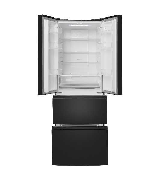 Холодильник Maunfeld MFF180NFBE01 черный трехкамерный 224/113л морозилка снизу, No Frost