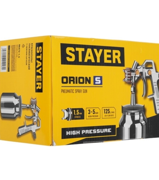 Краскопульт пневматический STAYER MASTER ORION 06472-1.5 HP, сопло: 1.5 мм, макс. 225 л/мин
