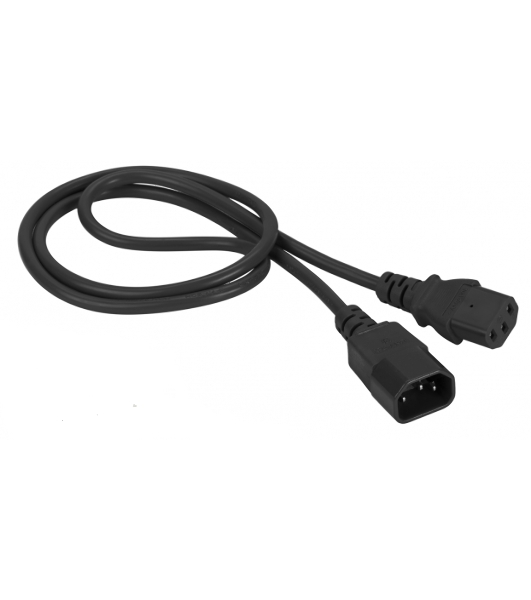 Шнур питания C13-C14, 3х0.75, 220В, 10А, черный, 1 м