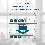 Коммутатор TP-Link 4-port 10/100Mbps Unmanaged PoE+ Switch with 2 10/100Mbps uplink ports, meta case, desktop mount, 4 802.3af/at compliant PoE+ port, 2 10/100Mbps uplink ports, DIP switches for Extend mode, Isolation mode and Priority mode, up to 250m PoE power supply, фото8
