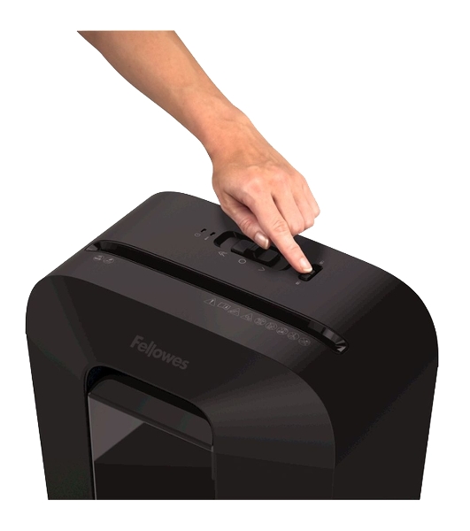 Шредер Fellowes PowerShred LX70 черный (секр.P-4)/перекрестный/11лист./18лтр./скрепки/скобы/пл.карты