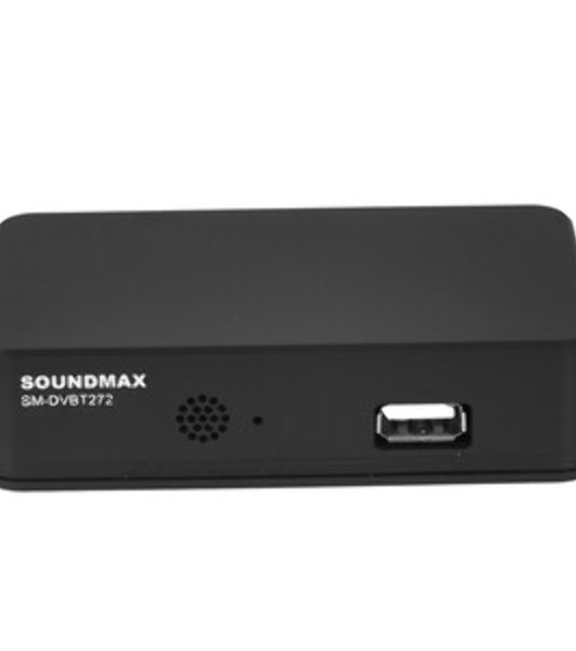 Приставка для цифрового ТВ SoundMax SM-DVBT272 черный, DVB-T2, DVB-T, DVB-C, HDMI, USB 2.0 х2