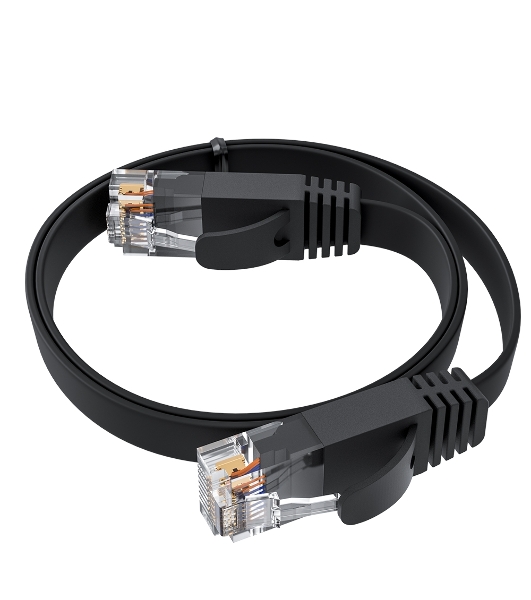 Патч-корд GCR PROF плоский прямой 3.0m, UTP медь cat.6, черный, 30 AWG, ethernet high speed 10 Гбит/с, RJ45, T568B, GCR-52870