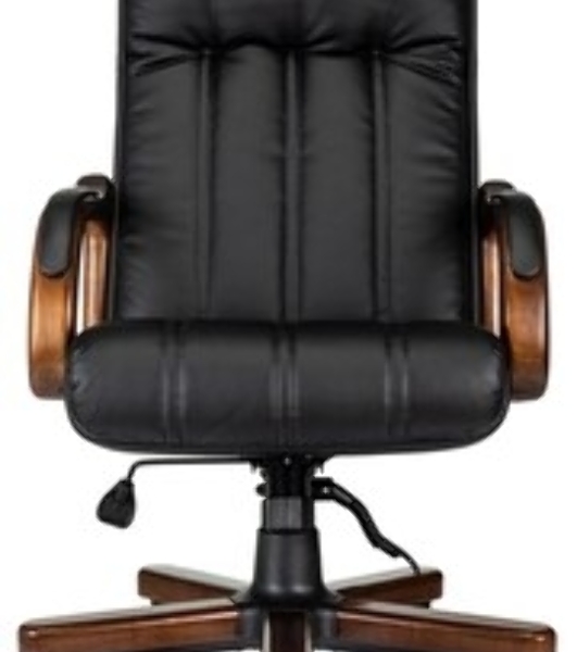 Кресло руководителя Бюрократ T-9932Walnut-Low черный, кожа, низк. спин. крестов. металл/дерево