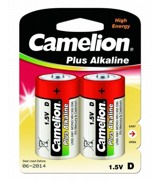 Элемент питания алкалиновый Camelion LR LR20 BL-2 (блист.2шт) 1.5 В