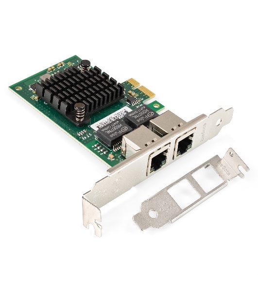 Сетевой адаптер ExeGate EXE-I350-T2v1 (PCI-E x1, порты 2xRJ45 (медные), 10/100/1000Mbps, Gigabit NIC Intel Chipset NHI350AM2)