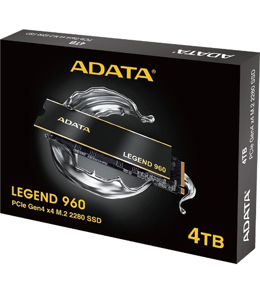 Накопитель SSD ADATA LEGEND 960, 4Tb, PCIe 4.0 x4, M.2 2280, NVMe, R/W 7400/6800, с радиатором