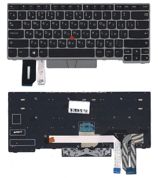 Клавиатура для ноутбука Lenovo ThinkPad E480 E485 черная с серебристой рамкой