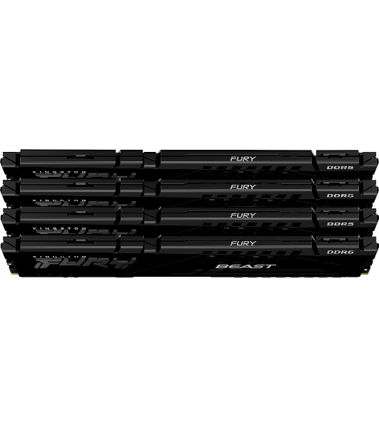 Оперативная память Kingston Fury Beast, DDR5, 128Gb (4x32Gb), 5200MHz, CL40, DIMM, радиатор, черный