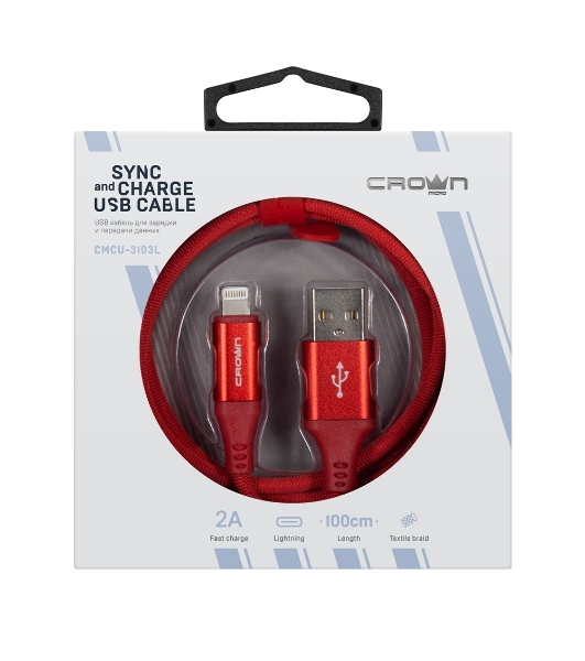 Кабель Crown USB - Lightning CMCU-3103L red
