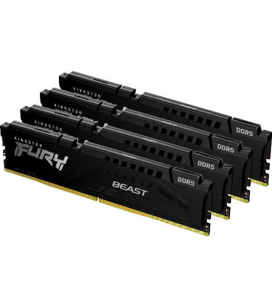 Оперативная память Kingston Fury Beast, DDR5, 128Gb (4x32Gb), 5200MHz, CL40, DIMM, радиатор, черный