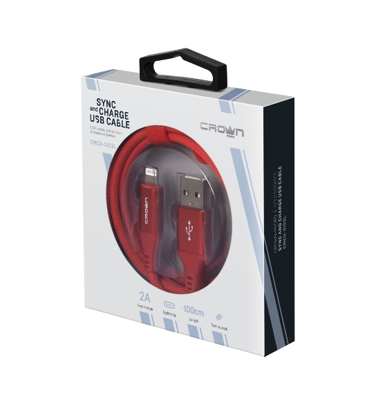 Кабель Crown USB - Lightning CMCU-3103L red