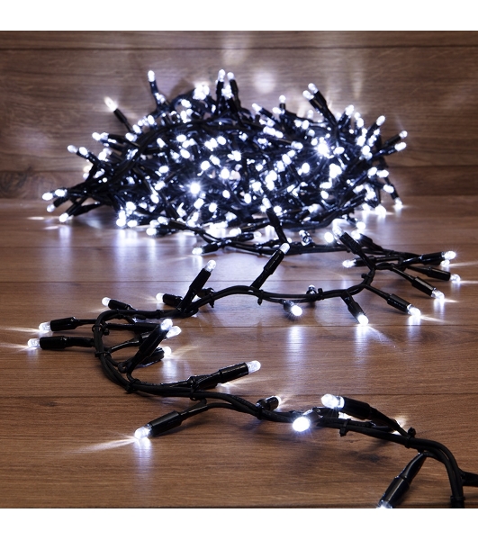 Гирлянда Neon-night 'Кластер' 10 м, 400 LED, черный каучук, IP67, соединяемая, цвет свечения белый