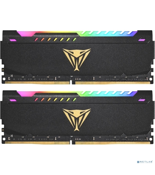 Оперативная память Patriot Viper Steel, DDR4, 32GB (2x16GB), 3200MHz, CL18, DIMM, с радиатором, RGB, черный