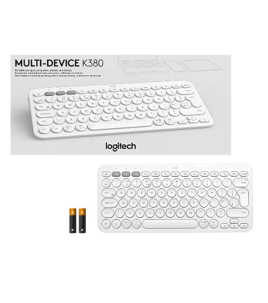 Клавиатура беспроводная Logitech K380, Bluetooth, белый