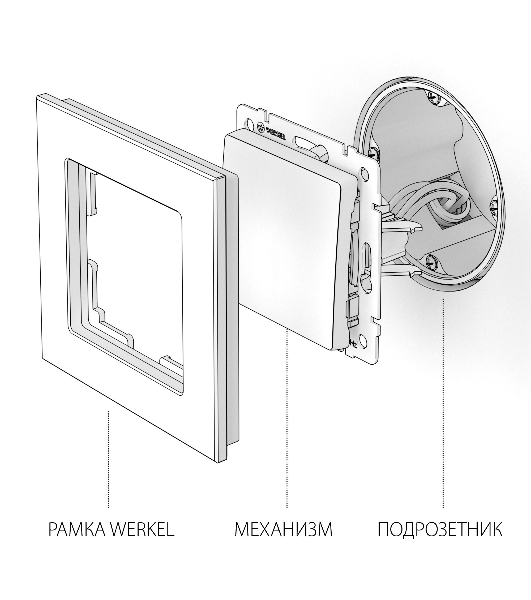 Перекрестный переключатель одноклавишный Werkel W1113008 (черный матовый)