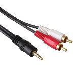 Кабель аудио Exegate 3.5мм Jack M - 2xRCA M 5м позолоченные разъемы, фото 1
