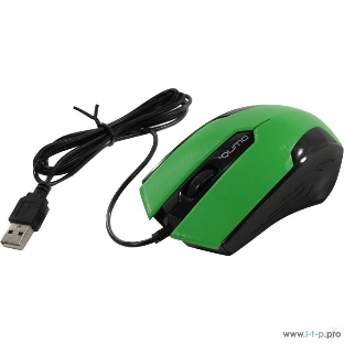Мышь проводная Qumo Office M14 зеленый, 1000 dpi, USB, кнопки - 3