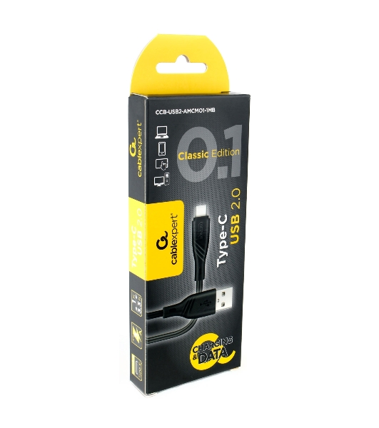 Кабель USB 2.0 Cablexpert CCB-USB2-AMCMO1-1MB, AM/Type-C, издание Classic 0.1, длина 1м, черный, блистер