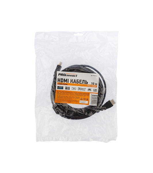 Кабель PROconnect Шнур HDMI - HDMI gold 10М с фильтрами (PE bag)
