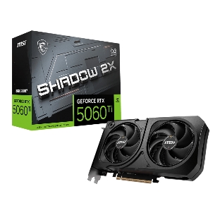 Видеокарта MSI RTX 5060 Ti 8G SHADOW 2X OC PLUS, NVIDIA RTX 5060 Ti, 8 ГБ GDDR7, 128 бит, PCI-e 5.0, 1xHDMI, 3xDP, 2617 МГц