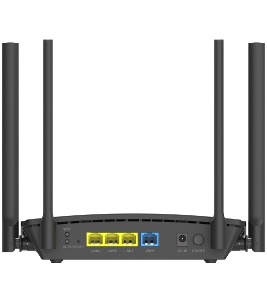 Двухдиапазонный Wi-Fi 6 маршрутизатор AX1500, 1x1000Base-T WAN, 3x1000Base-T LAN, 4 внешние антенны 5 dBi