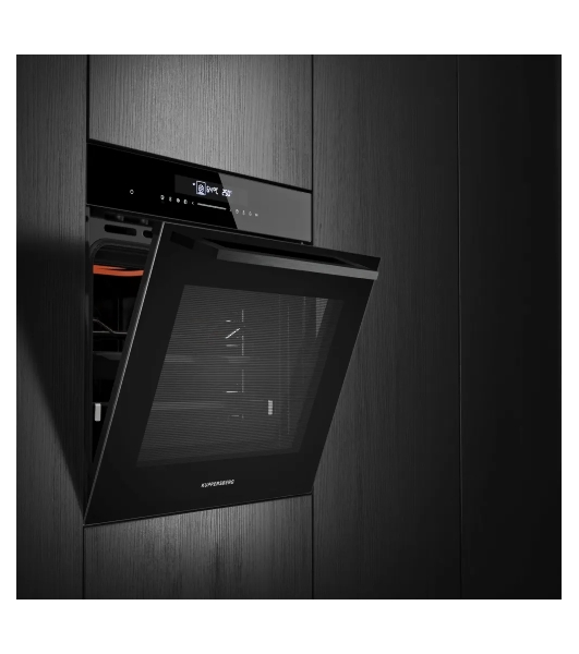 Встраиваемый духовой шкаф Kuppersberg HT 613 Black, High-Tech, объем 72 л, 12 режимов работы, быстрый нагрев, телескопические направляющие, доводчик двери, таймер, термощуп, 3 стекла в дверце, сенсорное управление, блокировка от детей, энергоэффективность А+, черный