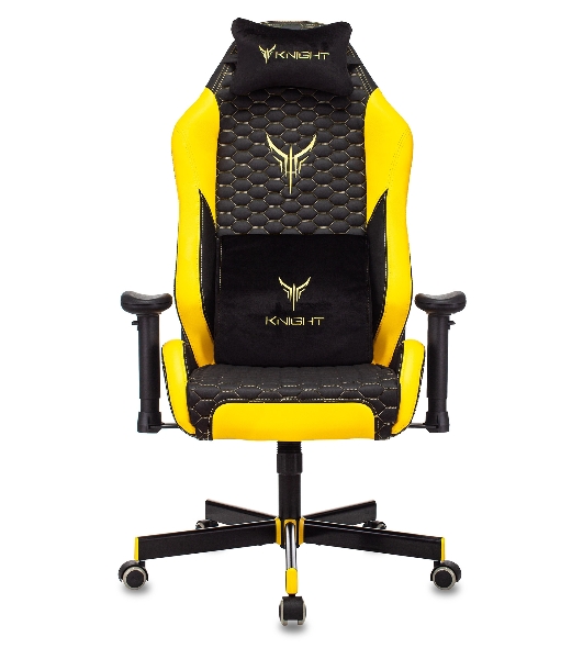 Кресло Knight Neon черный/желтый, экокожа, 120 кг, механизм качания