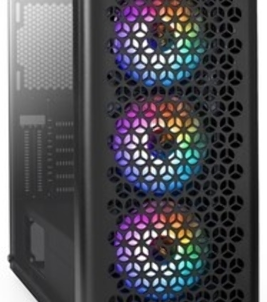 Компьютерный корпус Miditower ExeGate EVO-9202 (ATX, без БП, с окном, 1*USB+1*USB 3.0, аудио, 3 вент. 12см с RGb подсветкой)