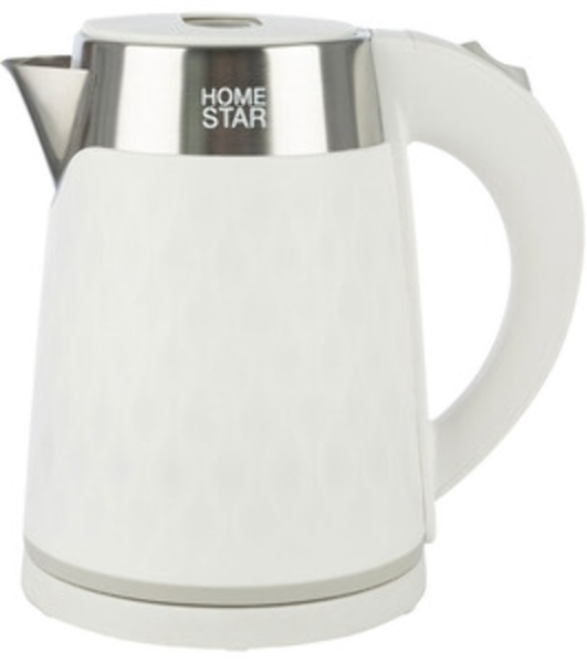 Чайник электрический Homestar HS-1021, 1500 Вт, 1.7 л, нержавейка+пластик, белый, двойной корпус
