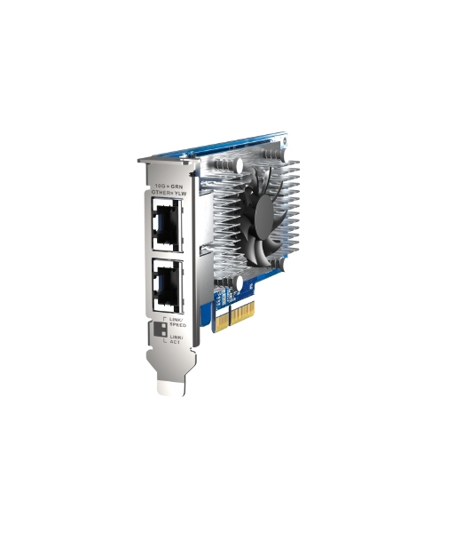 Сетевая карта QNAP QXG-10G2T-X710 LAN Expansion Card, PCIe Gen 3, Two 10GbE (10G/5G/2.5G/1G/100M)) Ports with SR-IOV and iSCSI, Block-based, Supports Multiple Virtual Disk Modes