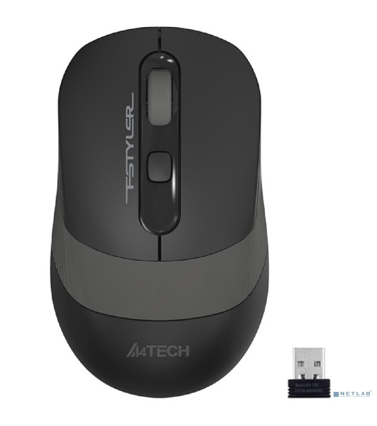 Мышь беспроводная A4Tech Fstyler FG10 черный/серый, 2000 dpi, радиоканал, USB, кнопки - 4