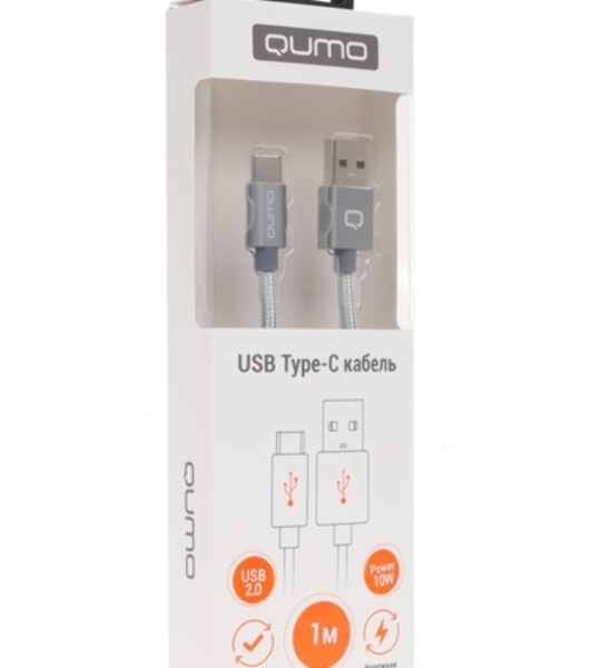 Кабель QUMO 32962 USB-A на Type-C, силиконовый, 1м, 3A, 18W (серый)