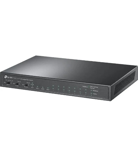 Настольный коммутатор TP-Link TL-SL1311P, 8 портов 10/100 Мбит/с с поддержкой PoE+, 2 гигабитных порта без поддержки PoE, 1 порт SFP, 802.3af/at, бюджет PoE — 65 Вт, стальной корпус
