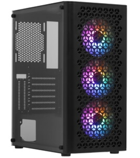 Компьютерный корпус Miditower ExeGate EVO-9202 (ATX, без БП, с окном, 1*USB+1*USB 3.0, аудио, 3 вент. 12см с RGb подсветкой)
