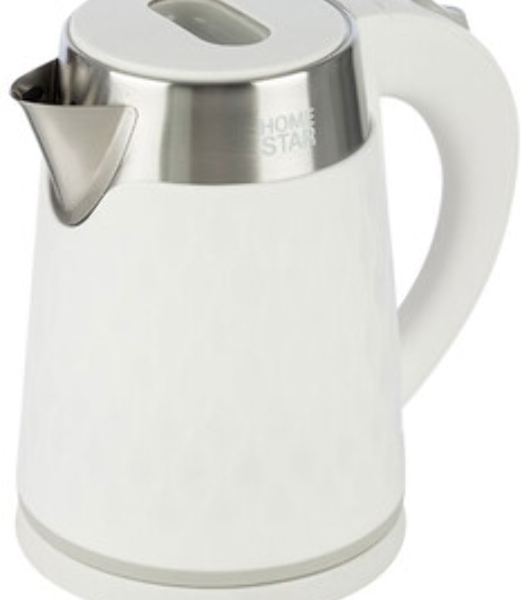 Чайник электрический Homestar HS-1021, 1500 Вт, 1.7 л, нержавейка+пластик, белый, двойной корпус