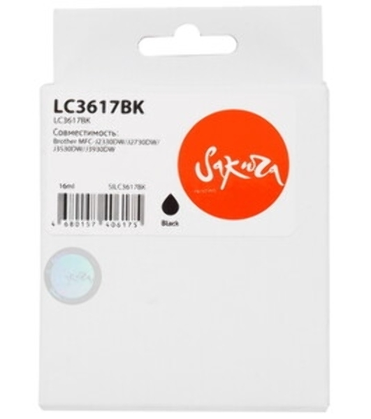 Картридж струйный Sakura LC3617BK для Brother, черный, 16 мл., 550 к.