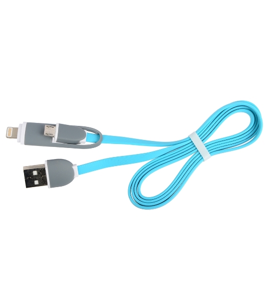 Кабель 2в1 MicroUSB+Lightning 8pin-USB Ritmix RCC-200 Blue для синхронизации/зарядки, 1м