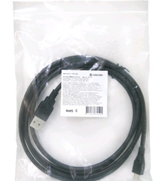 Кабель Defender USB08-06 USB 2.0 кабель для соед. USB 2.0 AM-MicroBM,1.8м, PolyBag