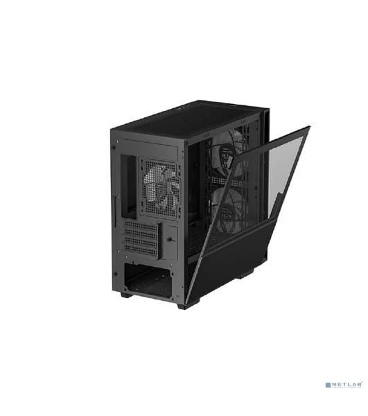 Компьютерный корпус Deepcool CH360 без БП, боковое окно (закаленное стекло), 2x140мм ARGb LED вентилятор спереди и 1x120мм ARGb LED вентилятор сзади, черный, mATX