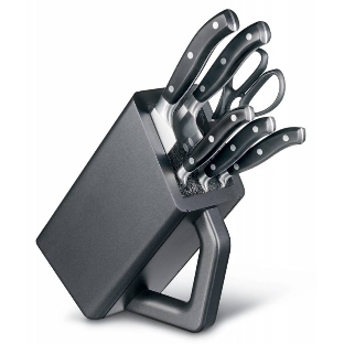 Набор ножей кухонных Victorinox Forged Cutlery Block (7.7243.6) компл.:6шт с подставкой черный подар.коробка
