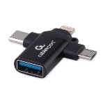 Переходник USB3.1 Cablexpert A-USB3.1-AF-3in1, AF/Type-C(M)+MicroUSB(M)+Lightning(M), с поддержкой OTG, черный, пакет, фото6