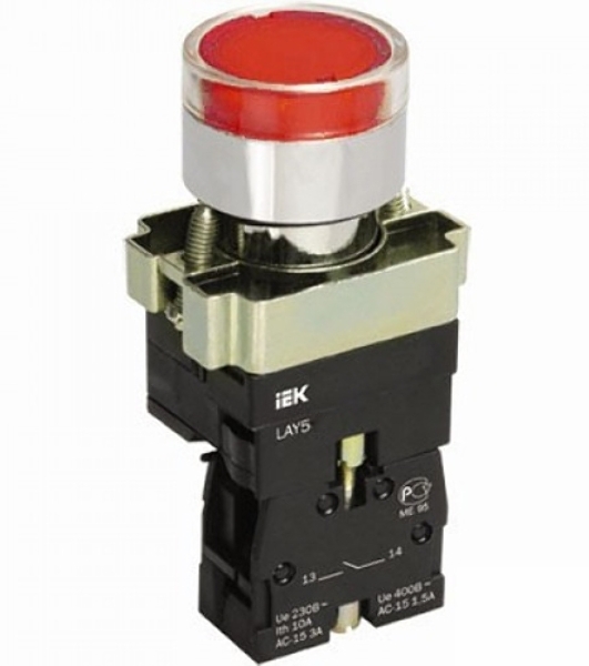 Кнопка LAY5-BW3461 с подсв. красн. 1з IEK BBT50-BW-K04