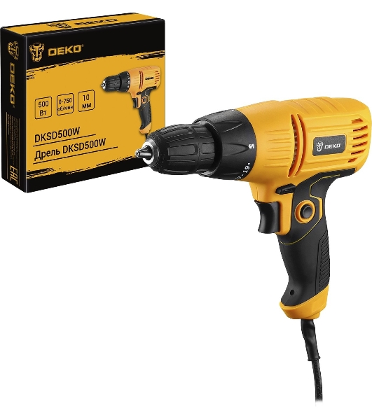Дрель-шуруповерт Deko DKSD500W, 500 Вт, 28 Нм, щеточный