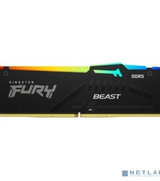 Оперативная память Kingston Fury Beast, DDR5, 32GB (2x16GB), 5200MHz, CL40, DIMM, с радиаторами, RGB, черный
