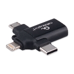 Переходник USB3.1 Cablexpert A-USB3.1-AF-3in1, AF/Type-C(M)+MicroUSB(M)+Lightning(M), с поддержкой OTG, черный, пакет, фото5