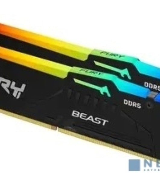 Оперативная память Kingston Fury Beast, DDR5, 32GB (2x16GB), 5200MHz, CL40, DIMM, с радиаторами, RGB, черный